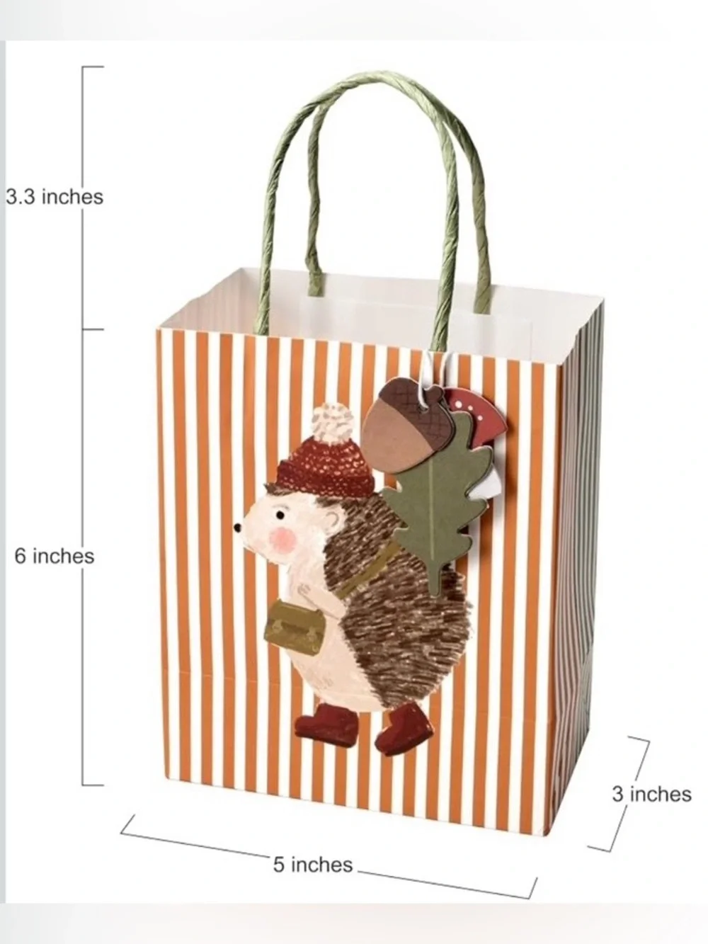 Autumn Hedgehog Gift Bag in Orange Stripe 🦔 🍂